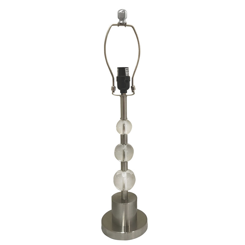Base de lampe de table 26" à boule de cristal Rina, Nickel brossé