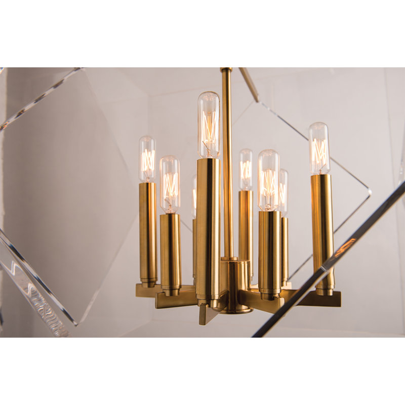 Travis 8 - Light Lantern Pendant, Aged Brass, 21.5" H x 16" W x 16" D