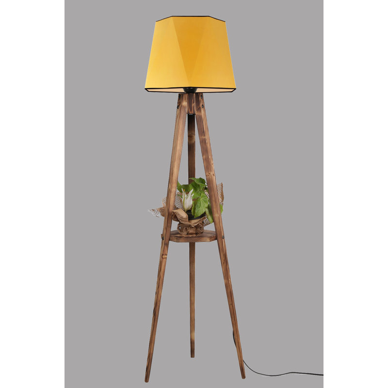 Burkburnett 165cm Tripod Floor Lamp, Mustard, Light Brown