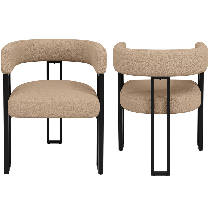 48cm H Metal Armchair in Beige, Brown