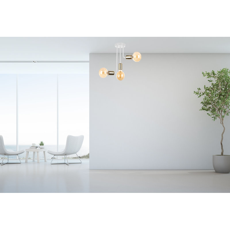 Ailani Flush Mount and Semi Flush Mount, White/Gold