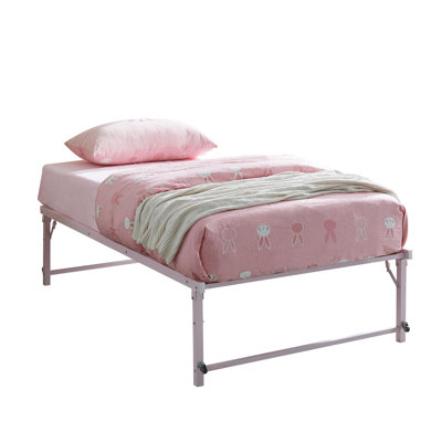 Twin Metal Daybed with Pop-Up Trundle, Sturdy Steel Slat Support Space Saving Guest Bed Frame, Bedroom & Living Room