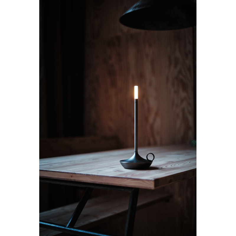 Candle-Inspired Portable Rechargeable Lamp - Wick, 10.2" H x 4.7" W x 4.7" D, Graphite