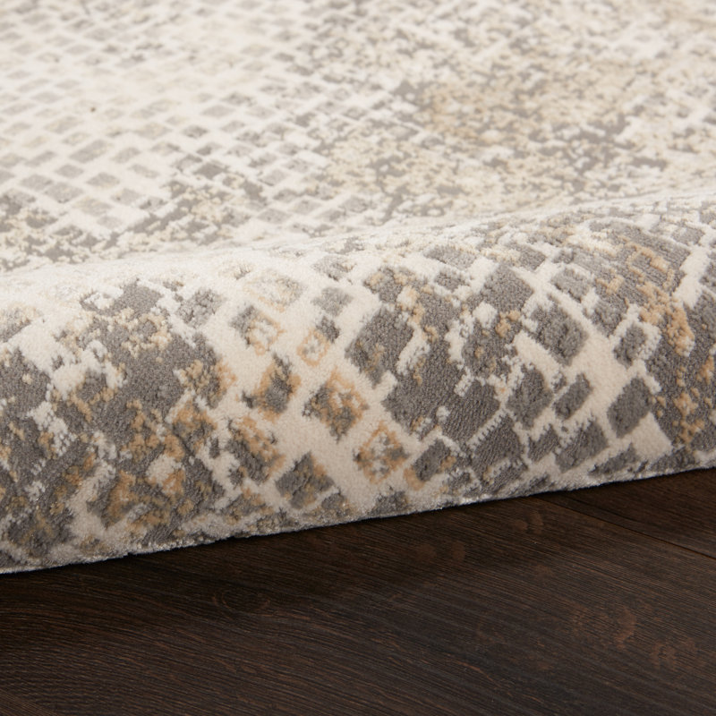 Uptown Abstract Area Rug in Beige, Rectangle 4' x 6'