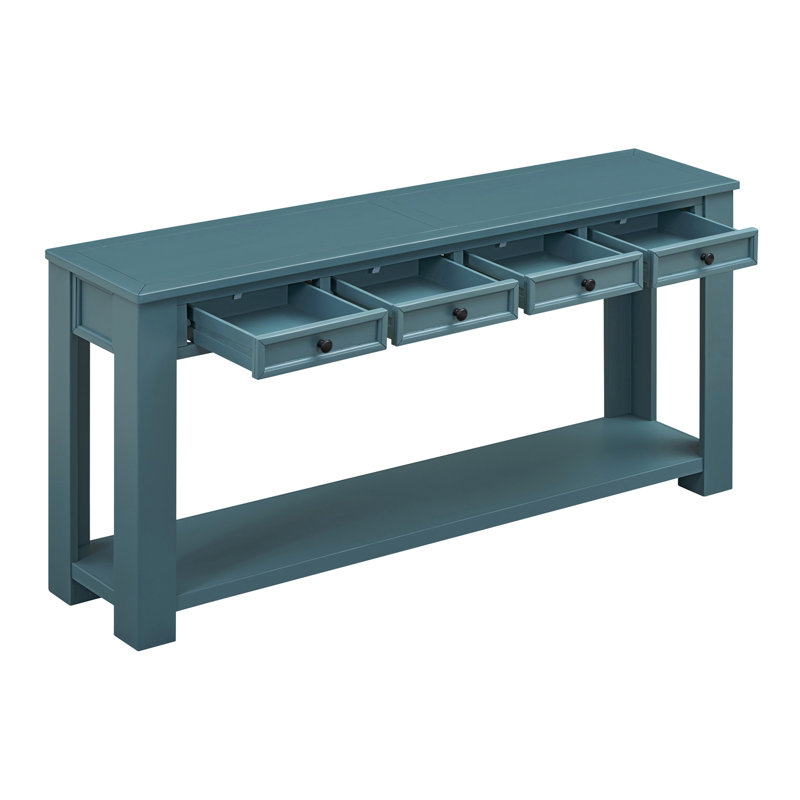 Console Table/Sofa Table With Storage Drawers And Bottom Shelf For Entryway Hallway, Dark Blue