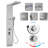 6-in-1 Wall Mount Shower Panel System Brushed 304 Stainless Steel LED Digital Temperature Display Multi Spray Mode Leakproof Easy Installation Modern Shower Tower for Home Hotel Resort Bathroom Silver