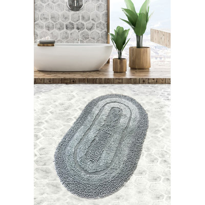 Tapis de bain luxueux fait à la main, 100% coton, 31,5 po x 51,2 po | Hauteur des poils ultra-doux: 1,0 pouce, 56 oz / pied carré | Lavable à la machine, couleur grise | Parfait pour le confort et le style de la salle de bain | Durable et facile à entretenir