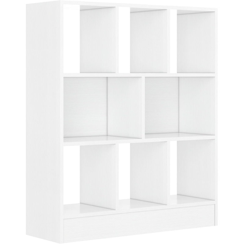 Ebern Designs Bookcase, 8 Cube Open Storage Organizer Display Bookshelf, 39.4"H x 31.5"W x 11"D, Ivory White