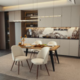 Shivani 5-Piece Dining Set - 63” Wood Table with Modern Wavy-Edge Design for Kitchen Dining Room