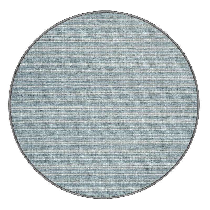 Tapis gris à rayures horizontales lavable à la machine, Rond 3 pi