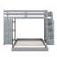 Lit superposé simple au-dessus d'un lit double avec escalier de rangement, structure de lit superposé en forme de L en bois avec 4 tiroirs et 3 tablettes pour enfants-815881150