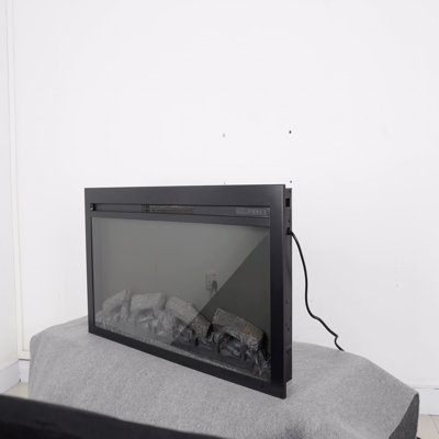 44" Electric Fireplace, Wall Recessed With Remote And Imitation Flame, LED Light Heater