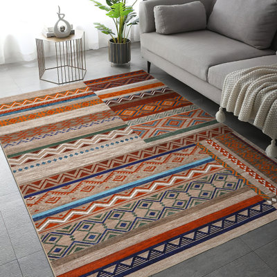 Tapis floral rétro lavable antidérapant à poils courts, résistant aux marques, doux, pliable, tapis décoratif décoratif, salon, chambre à coucher, salle à manger, bureau, décoration intérieure