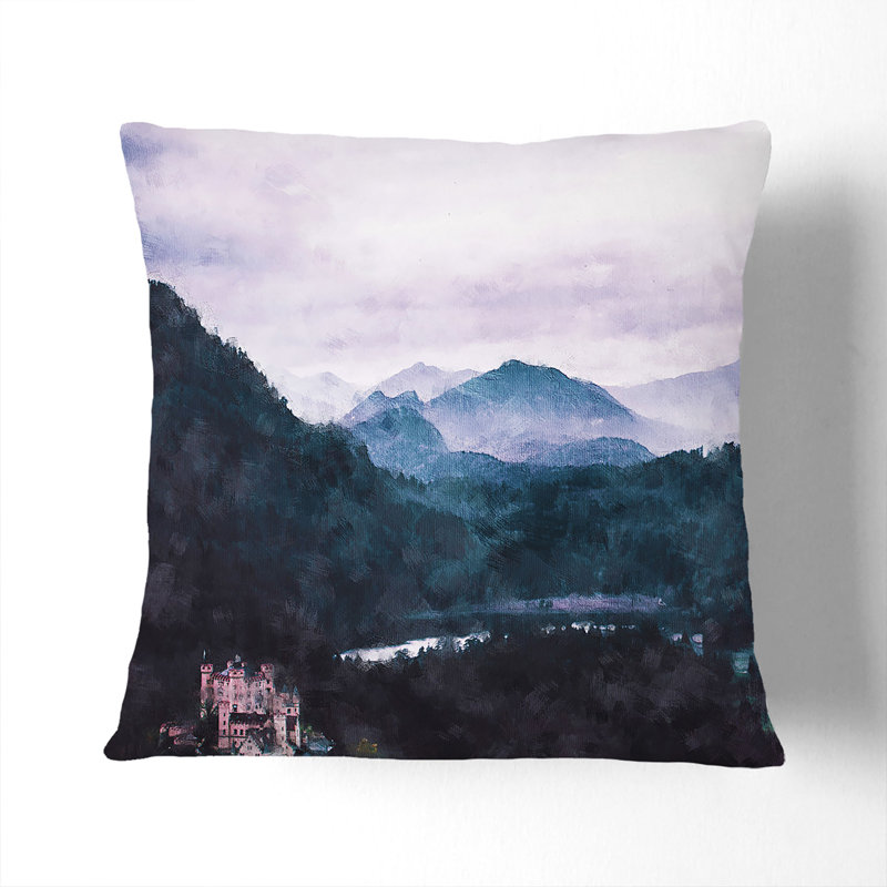 Hohenschwangau Castle Painting Cushion with Filling, 40cm H x 40cm W x 15cm D