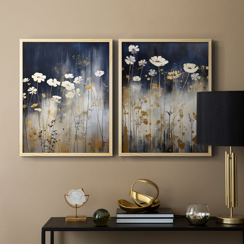 FLORAL Series CECXCII - Reproduction encadrée de qualité supérieure - prête à être accrochée - aucun clou requis - aucun clou requis