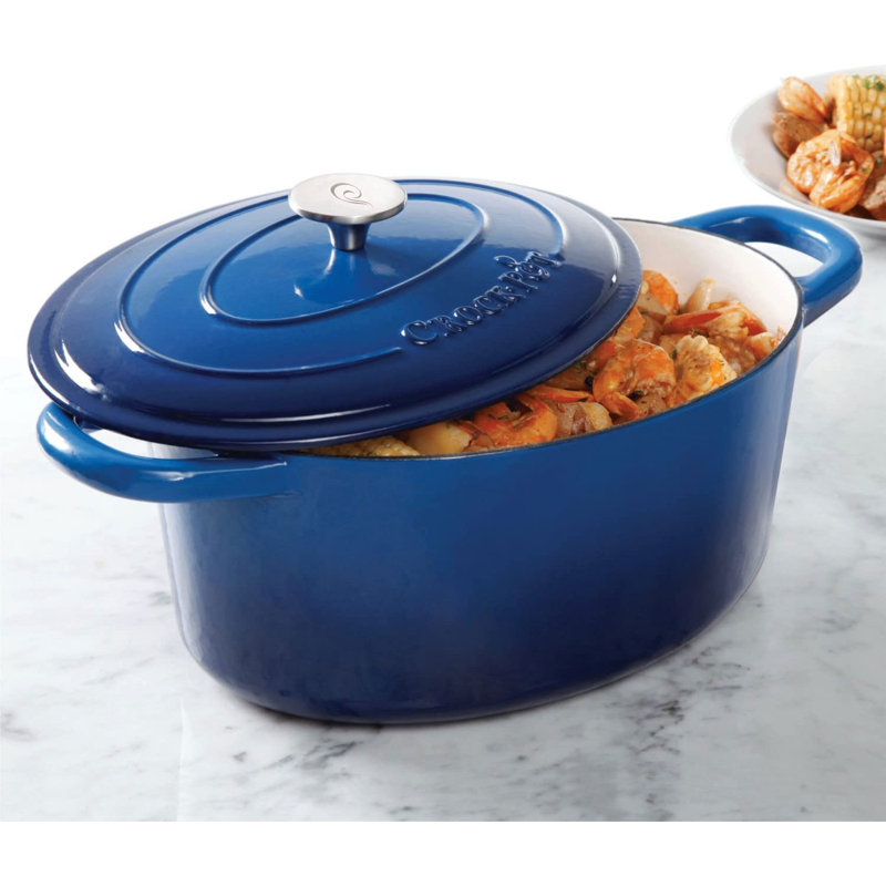 Crock-Pot Artisan Non-Stick Cast Iron Round Dutch Oven, 5 qt, Sapphire Blue