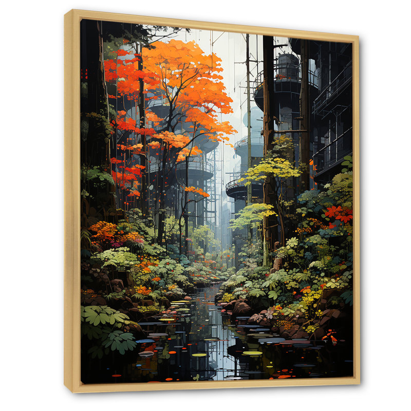 «Autumn Forest Collage II», reproduction sur toile, Cadre naturel flottant, H 40 po x l 30 po x P 1,5 po