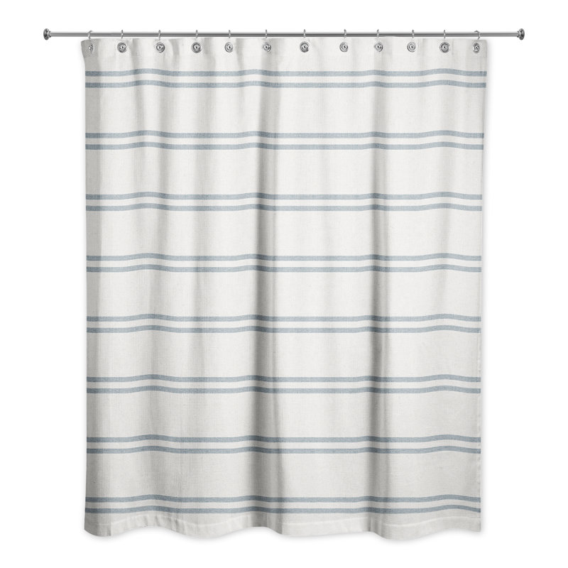Rideau de douche rayé simple, Bleu / blanc