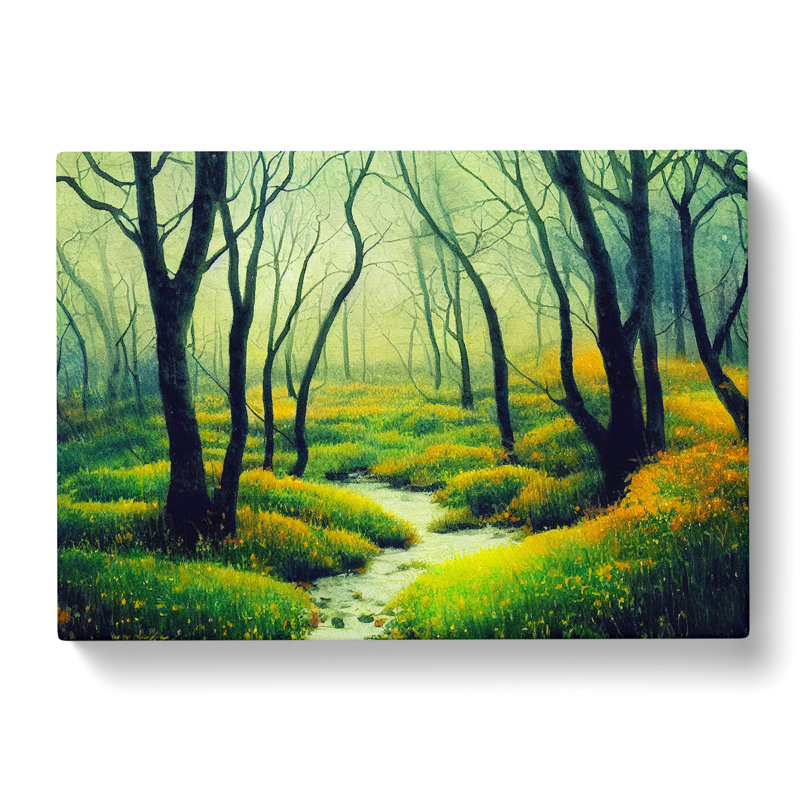 Spring Forest In Watercolour Vol.5 - Wrapped Canvas Print, 40cm H x 60cm W x 3cm D