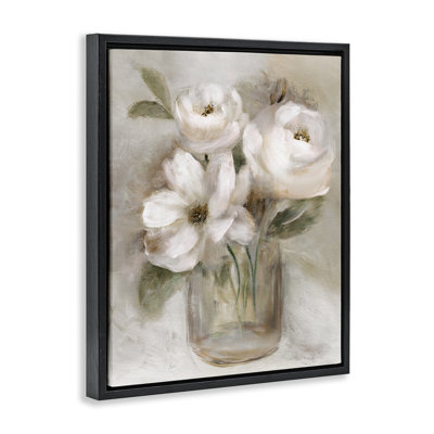 Soft Brushstroke Roses Floating Frame, design by Nan