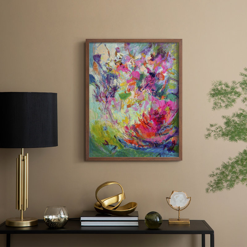 Impression encadrée Bold Flourish III - bois massif, H 30 po x l 24 po, Noyer