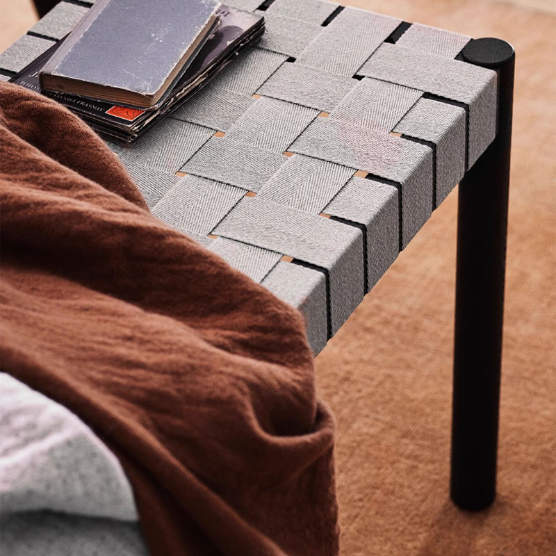 Banc tabouret en bois massif, Noir / blanc