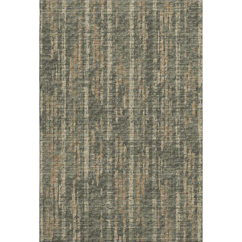 Premium Machine Washable Tiream Green Rug, Rectangle 5' x 7'6"