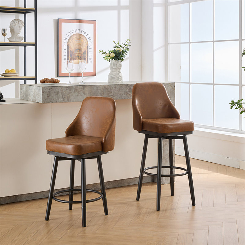 Tabouret de bar pivotant et réglable, 24 po et 30 po, (ensemble de 2) polyuréthane