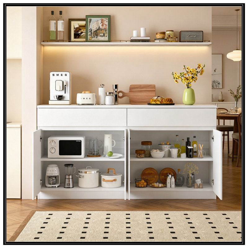 Armoire Palermo avec 2 tiroirs et 4 portes, White