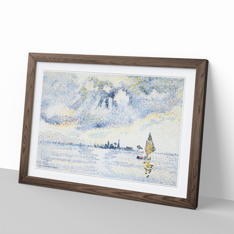 Sunset on the Lagoon by Henri-Edmond Cross - Picture Frame Painting, 27cm H x 36cm W x 2cm D, Walnut Framed