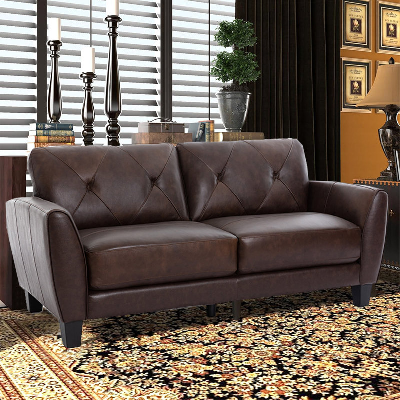 Canapé 82 po en cuir véritable pour salon, chambre à coucher, salle de réunion