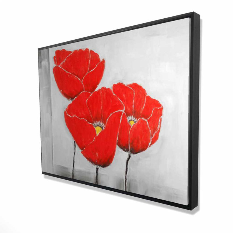 Trois coquelicots - Toile encadrée botanique de bureau | Décoration intérieure
