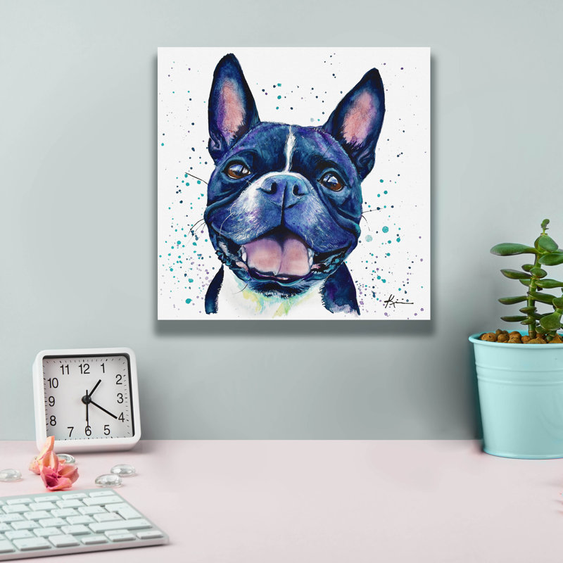 Art mural sur toile Winston Porter «Rainbow Dogs Boston Terrier» par Lindsay Kivi, H 12 po x l 12 po x P 0,75 po