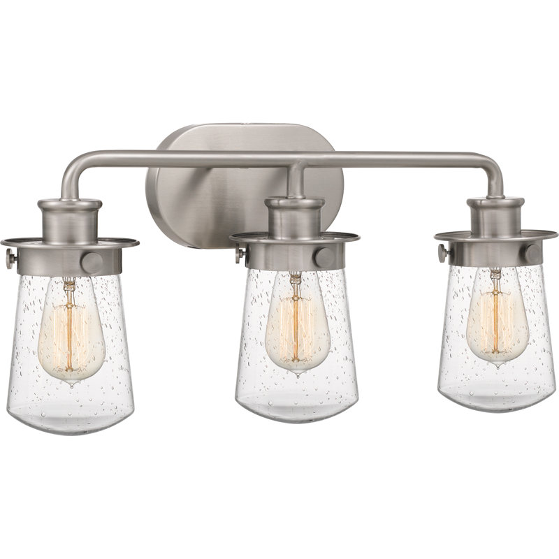 Luminaire pour meuble-lavabo de salle de bain à trois lumières à intensité variable DeRon, Nickel brossé