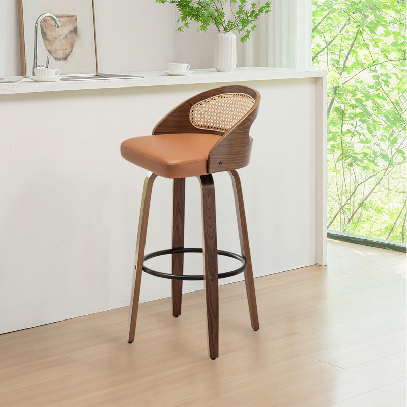 Swivel Upholstered Counter Stool, Orange, 76.2cm