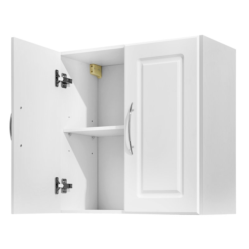 Armoire murale pour buanderie, armoire murale à 2 niveaux avec tablette réglable, rangement avec 2 portes, pour la cuisine, la salle de bain, la buanderie, P 11,8 x 23,6 x 23,6 po, blanc