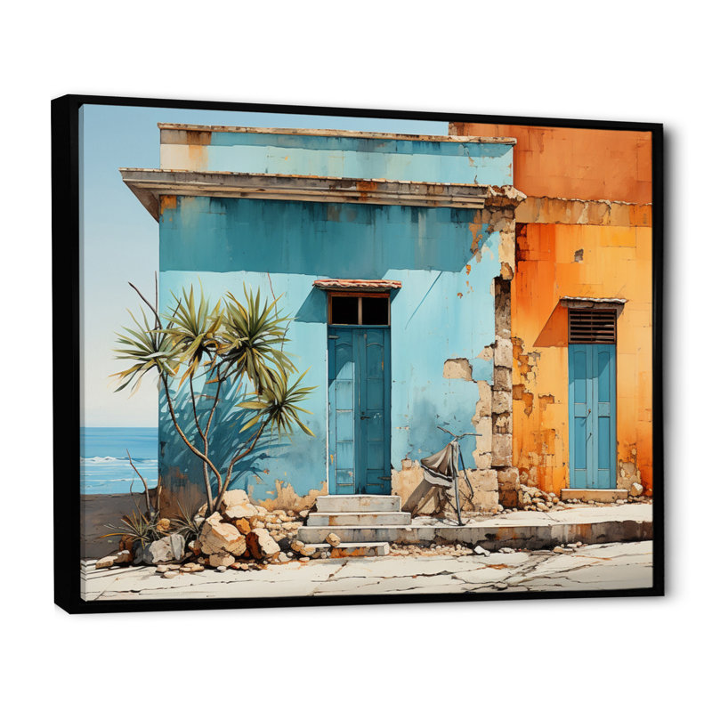 Caraibe Island Hues - Imprimé, Cadre flottant noir, H 34 po x l 44 po x P 1,5 po