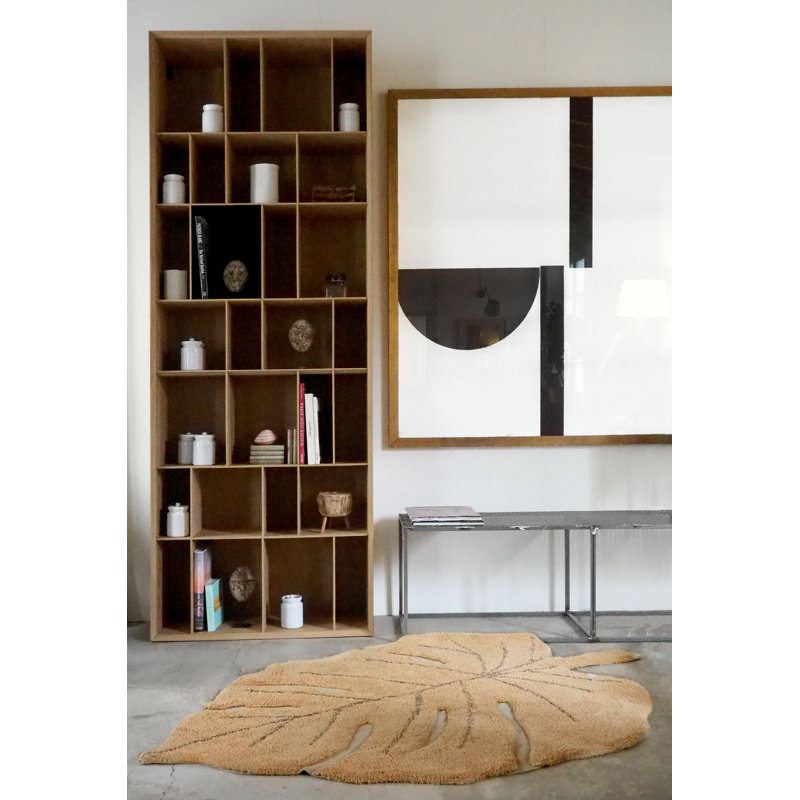 Monstera Cotton Area Rug in Olive/Soil Brown/Orche
