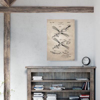 Beige Fish Lure Blueprint Canvas  Sports  Games Home Decor