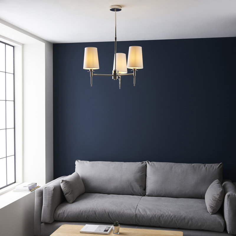 Devi 3 - Light Shaded Chandelier, Bright Nickel