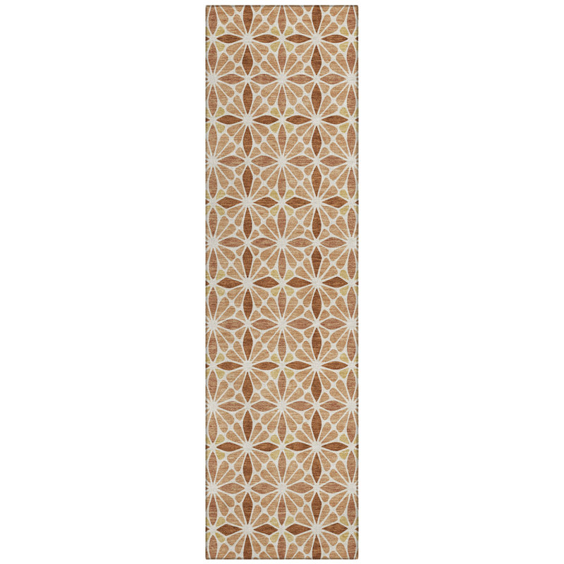 Machine Washable Indoor/Outdoor Chantille ACN2469 Geometric Rug, 2'3" x 7'6" Runner, Copper