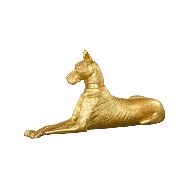 Great Dane Statue, Gold, Left