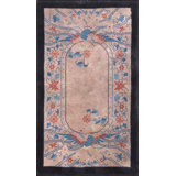 Antique Floral Medallion Wool Hand Knotted Pile Chinese Art Deco 1920s Rug