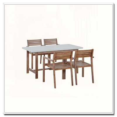5-Piece Acacia Wood Outdoor Dining Set with Umbrella Hole