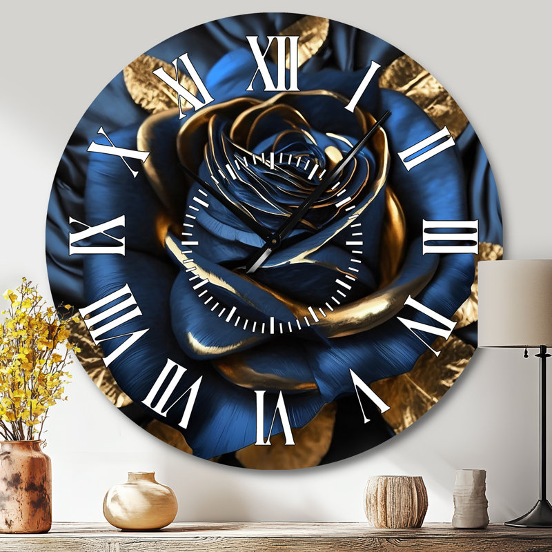 Horloge murale Gilded Rose In Kings Blue I, Grand