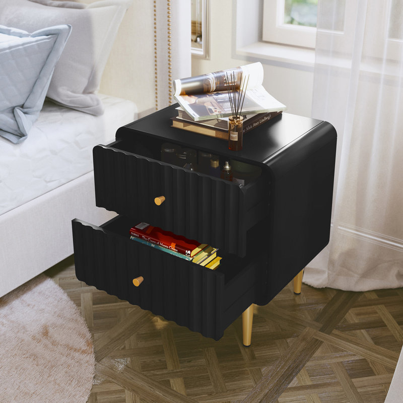 Table de chevet moderne l 19,6 po (ensemble de 2), Noir, Ensemble de 2