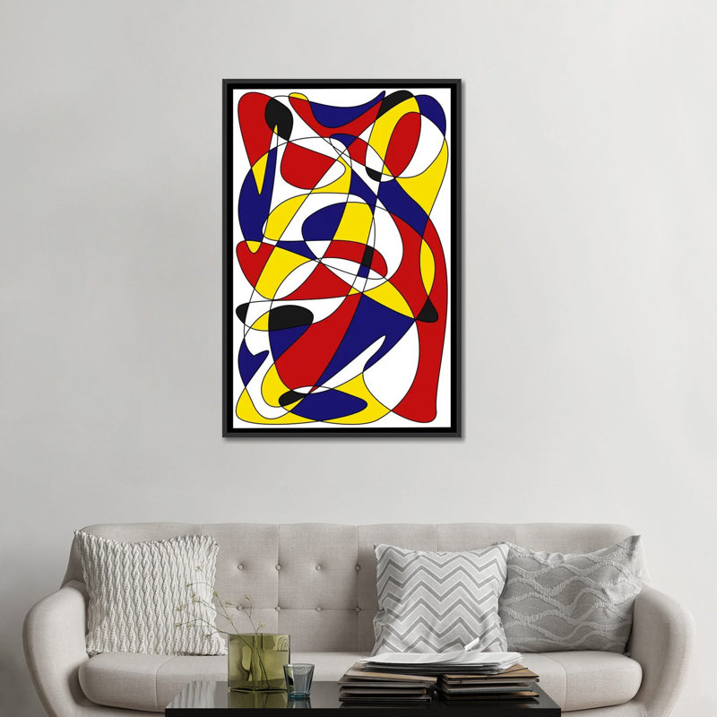 «Mondrian and Gauss», impression sur toile, H 60 po x l 40po x P 1,5 po, Toile avec cadre noir, Pas de tapis