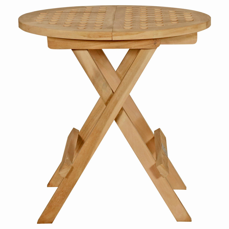 Round Teak Folding Outdoor Side Table , 20'' in. W 20'' in. D