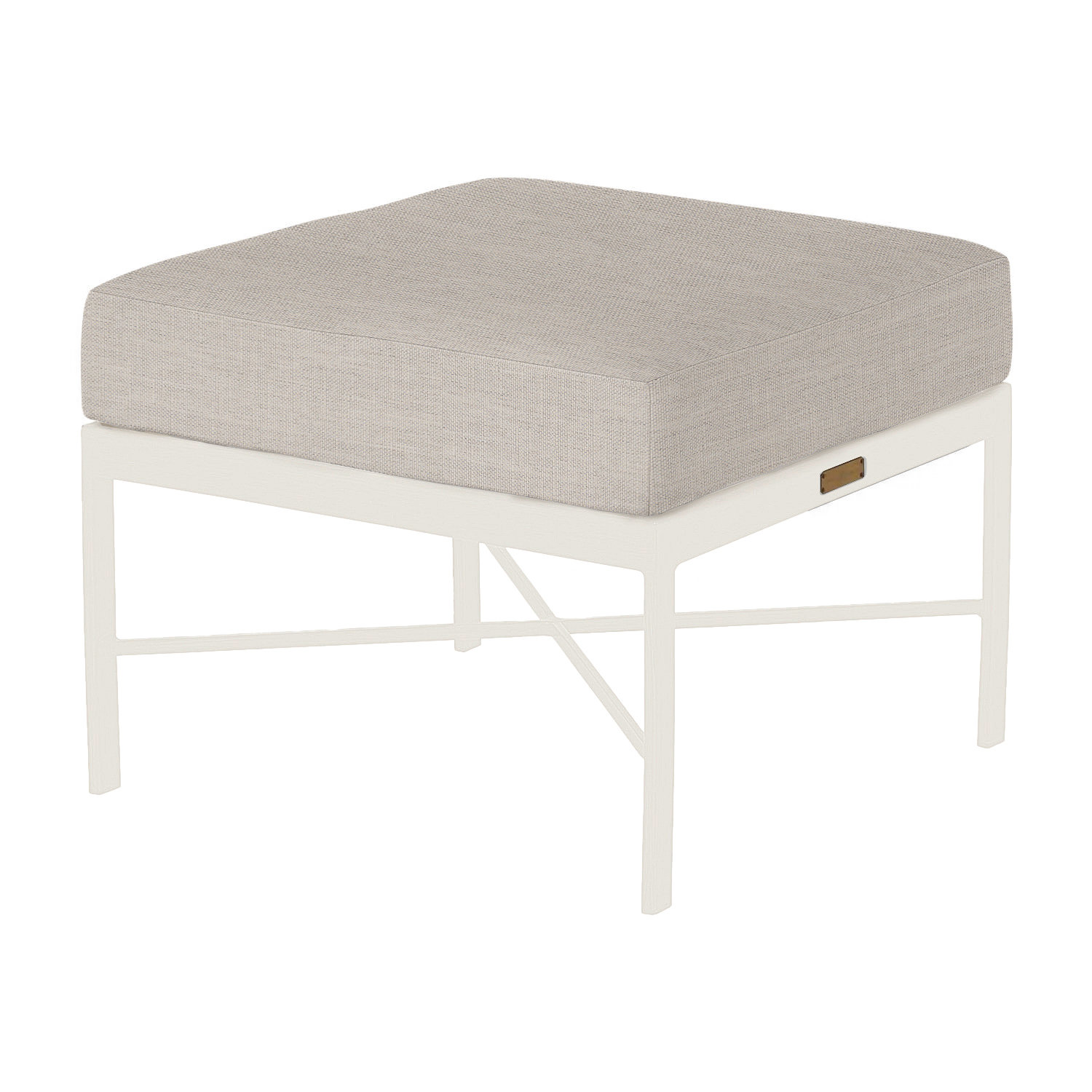 Monaco Patio Footstool, Welt, Dove Sunbrella® Linen, Chalk