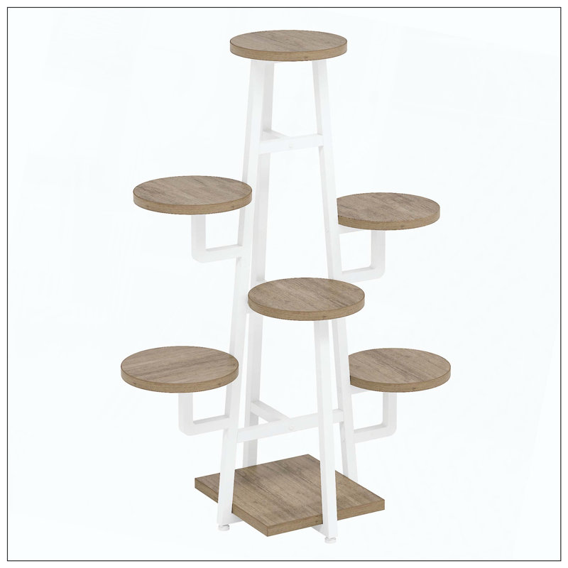 7-Tier White & Brown Multiple Plants Corner Shelf